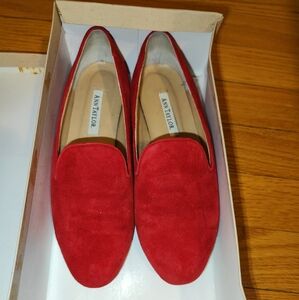 Vintage Ann Taylor Red Suede Slip-On Loafers